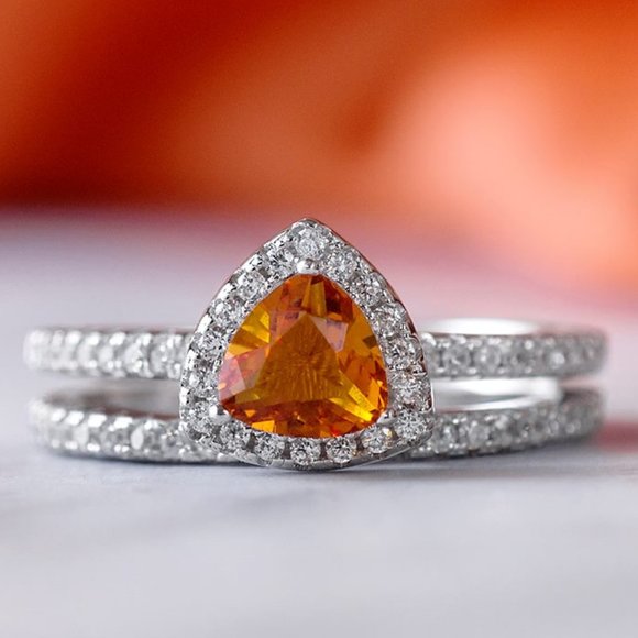 Citrine orange ring set, size 7, 925 Sterling silver Charmed Aroma - Picture 1 of 5
